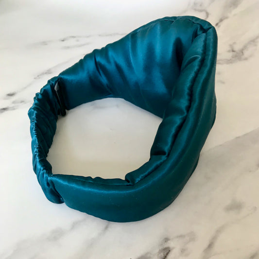 Oversized Silk Eye Mask In Teal