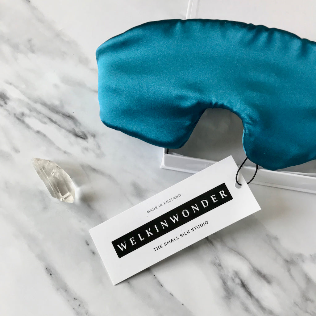 Oversized Silk Eye Mask In Teal