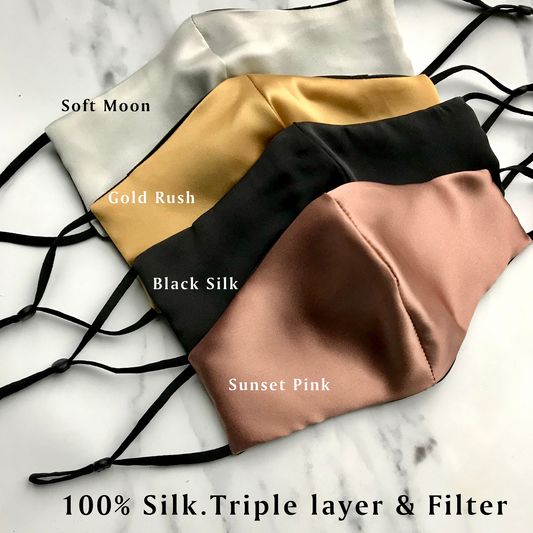 100% Mulberry Silk Face Mask with Filter Pocket